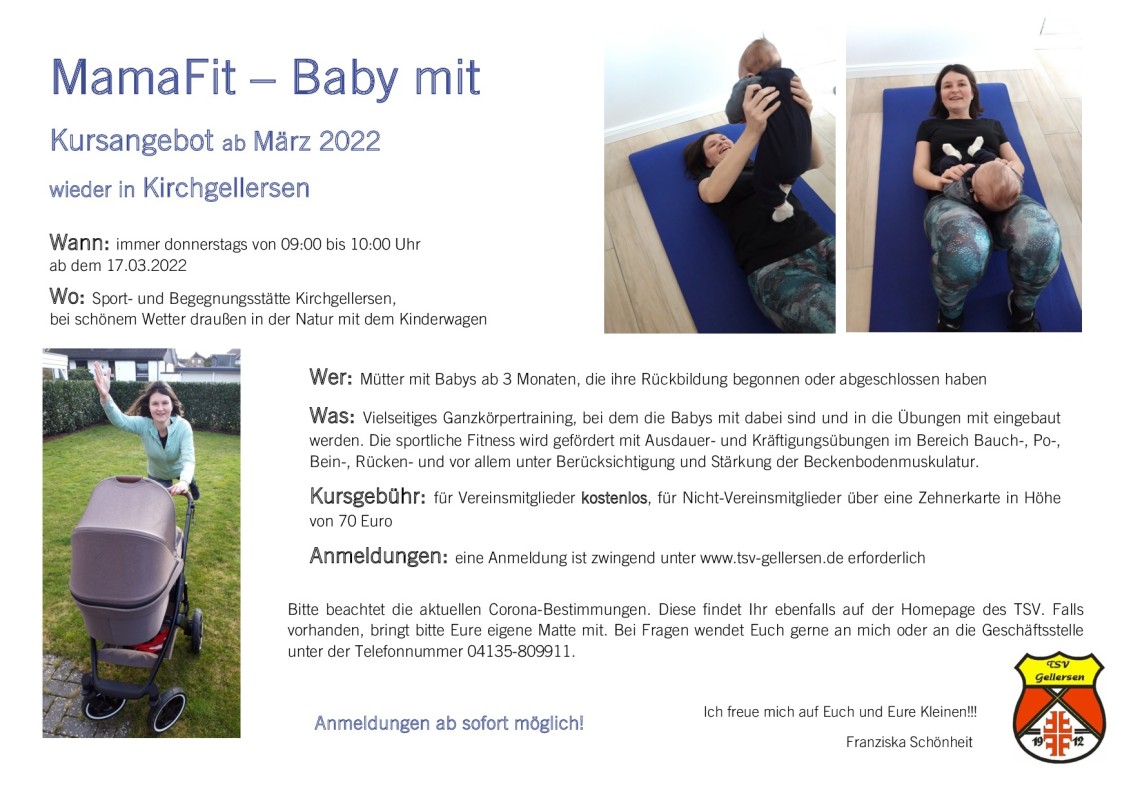 Kurs „MamaFit – Baby mit“ ab März 2022 wieder in Kirchgeller ... Image 1